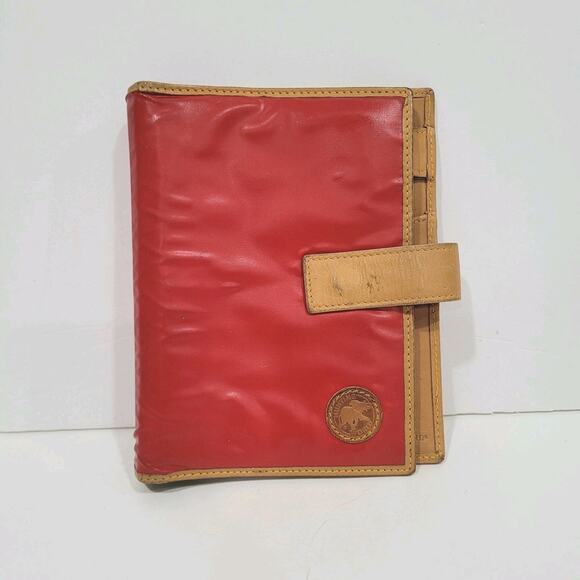 Hunting World Organizer Red Tan Leather Planner A6 4x5 Size Notebook Italian - Picture 1 of 8